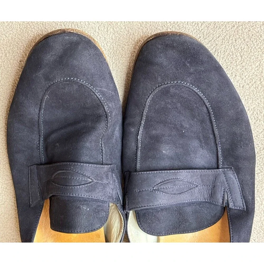 Lucchese Special Collection Fausto Navy Snuffed Suede Mens Penny Loafers 8D